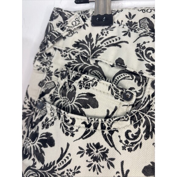 Free People Denim Jeans BlkWhite Floral Womens Size 27 Straight Boho Festival - Picture 6 of 13
